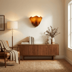 Petalia Glass Wall Sconce Art Deco LED Bedroom Living Room Hallway — Beige Green Brown Amber