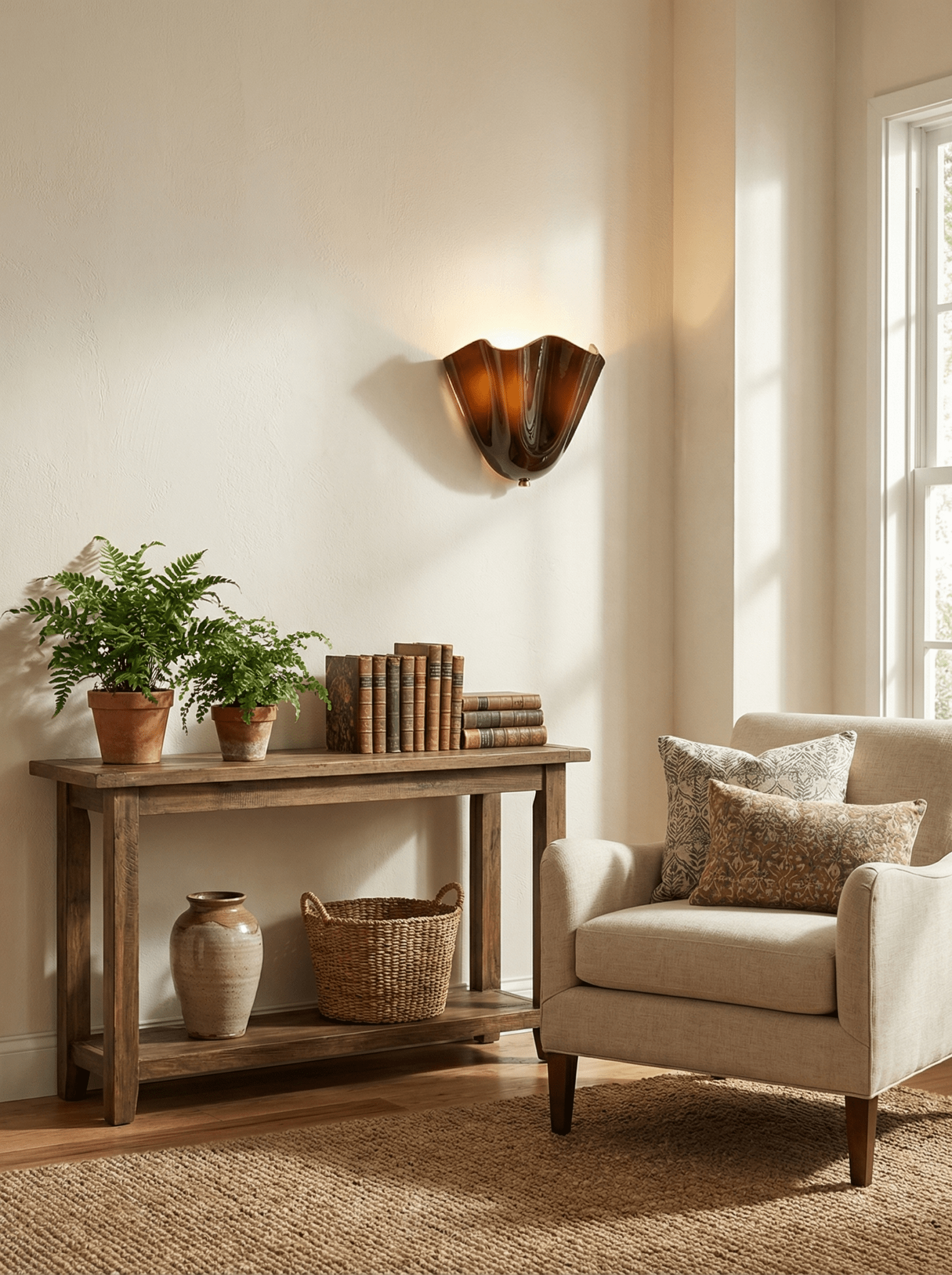 Petalia Glass Wall Sconce Art Deco LED Bedroom Living Room Hallway — Beige Green Brown Amber