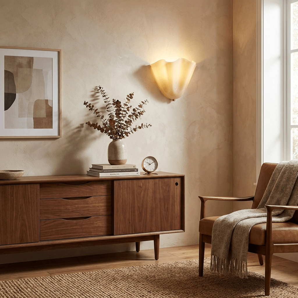 Petalia Glass Wall Sconce Art Deco LED Bedroom Living Room Hallway — Beige Green Brown Amber