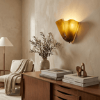 Petalia Glass Wall Sconce Art Deco LED Bedroom Living Room Hallway — Beige Green Brown Amber