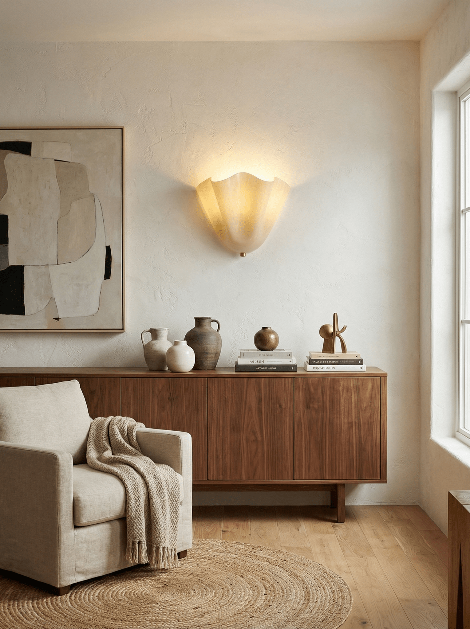 Petalia Glass Wall Sconce Art Deco LED Bedroom Living Room Hallway — Beige Green Brown Amber