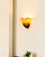 Petalia Glass Wall Sconce Art Deco LED Bedroom Living Room Hallway — Beige Green Brown Amber