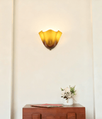Petalia Glass Wall Sconce Art Deco LED Bedroom Living Room Hallway — Beige Green Brown Amber
