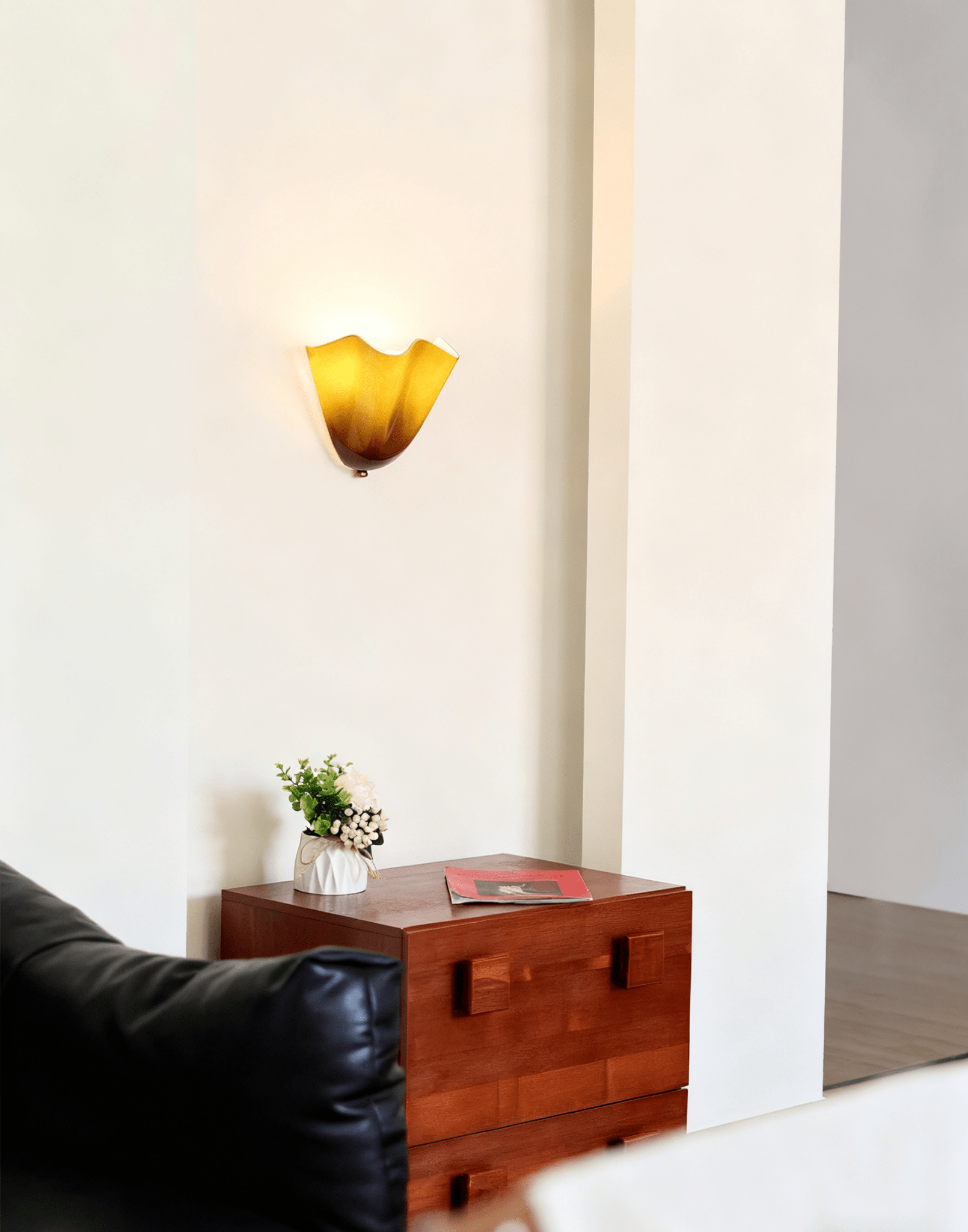 Petalia Glass Wall Sconce Art Deco LED Bedroom Living Room Hallway — Beige Green Brown Amber