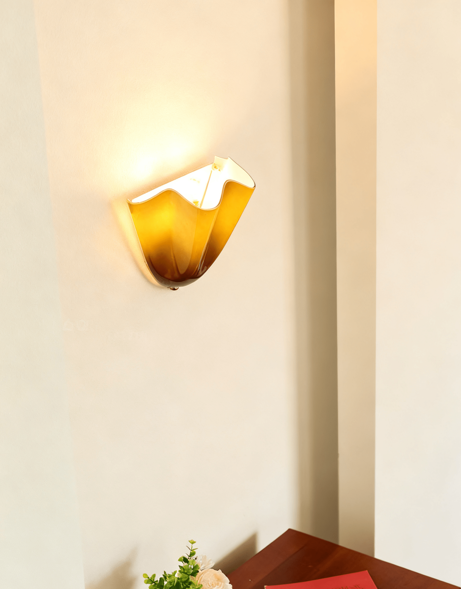 Petalia Glass Wall Sconce Art Deco LED Bedroom Living Room Hallway — Beige Green Brown Amber