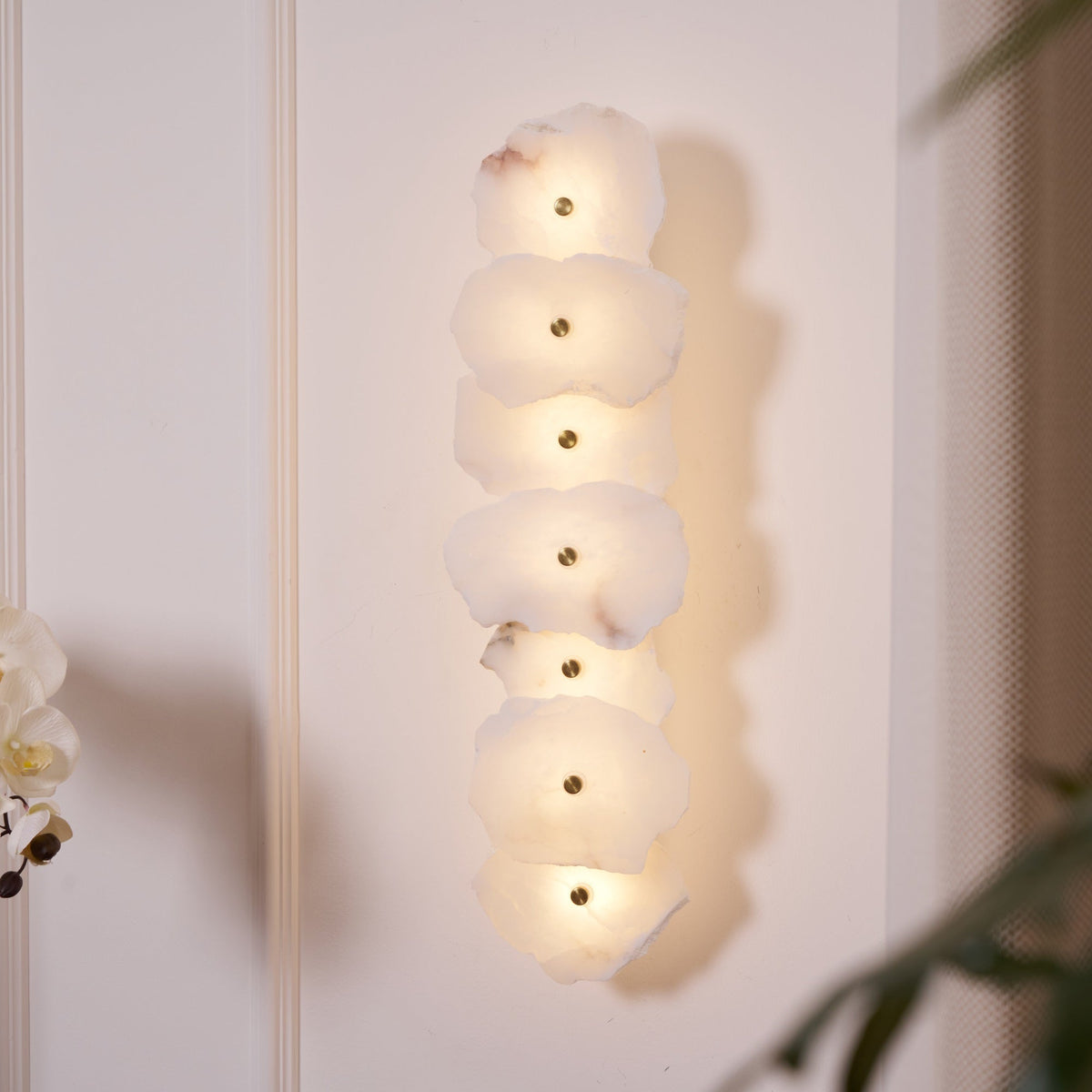 Cevra Elegant Alabaster Flower Wall Lamp