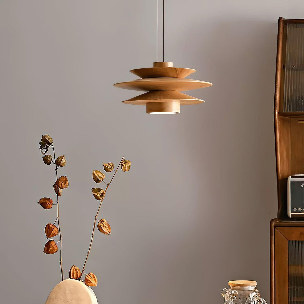 Axis Mid Century Walnut Pendant Light