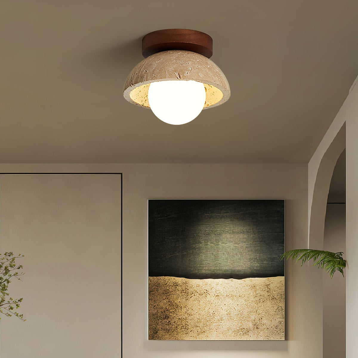 Mysa Minimalist Travertine Ceiling Light