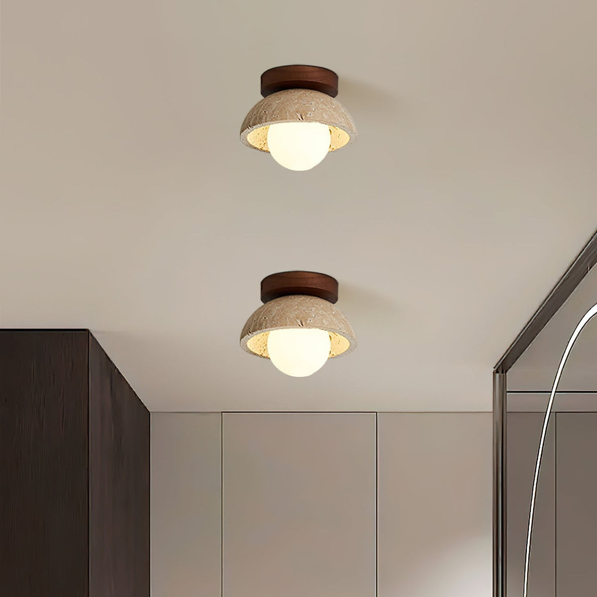 Mysa Minimalist Travertine Ceiling Light
