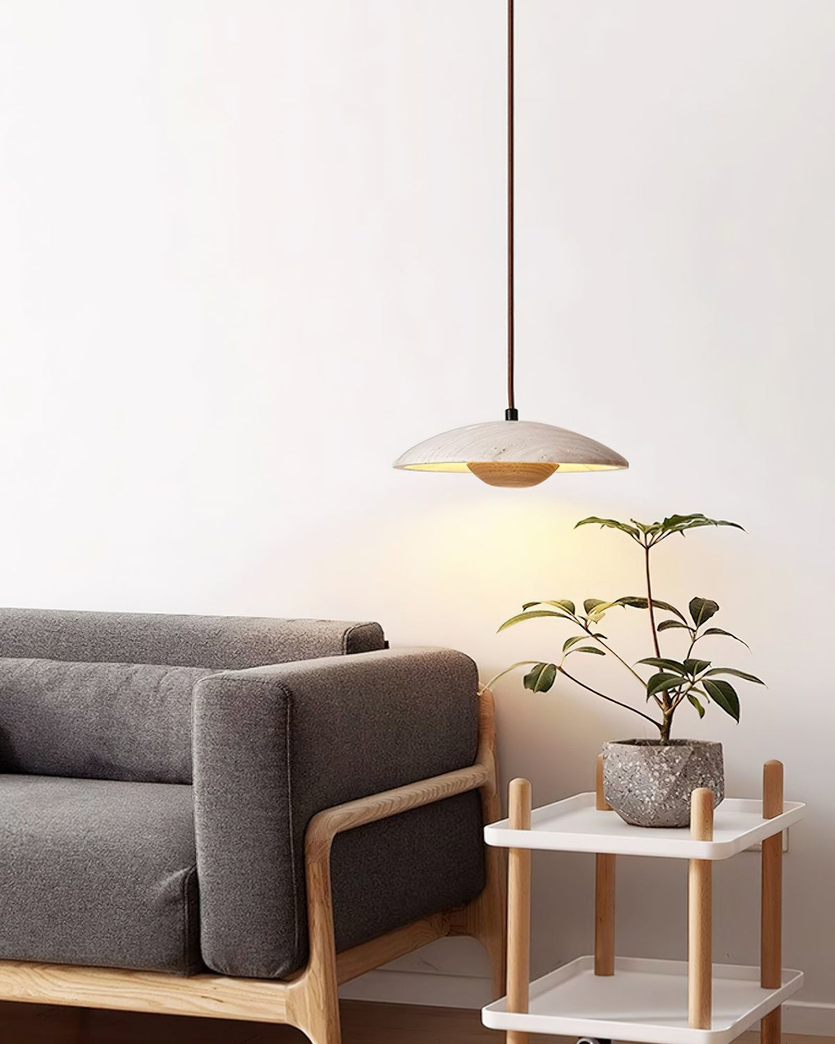 Zodore Wide-Brim Travertine Pendant Light