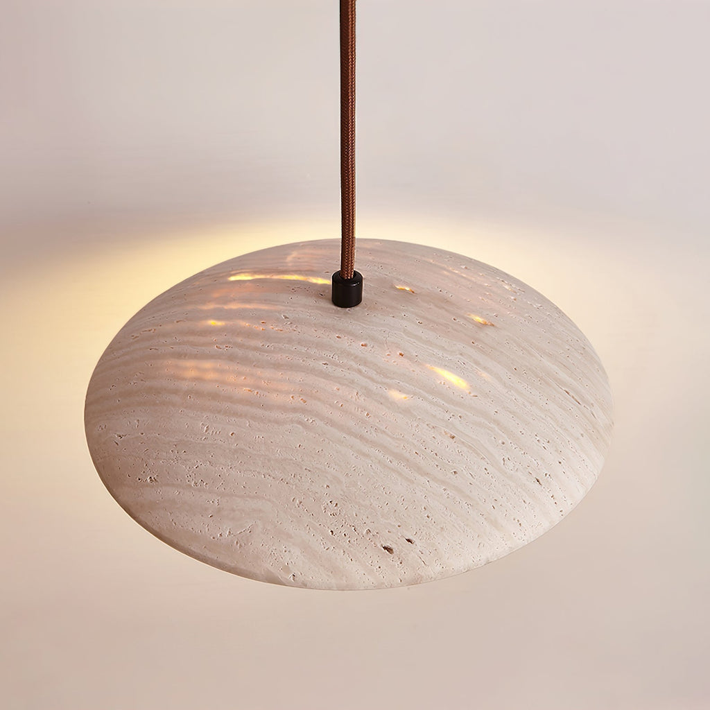 Zodore Wide-Brim Travertine Pendant Light