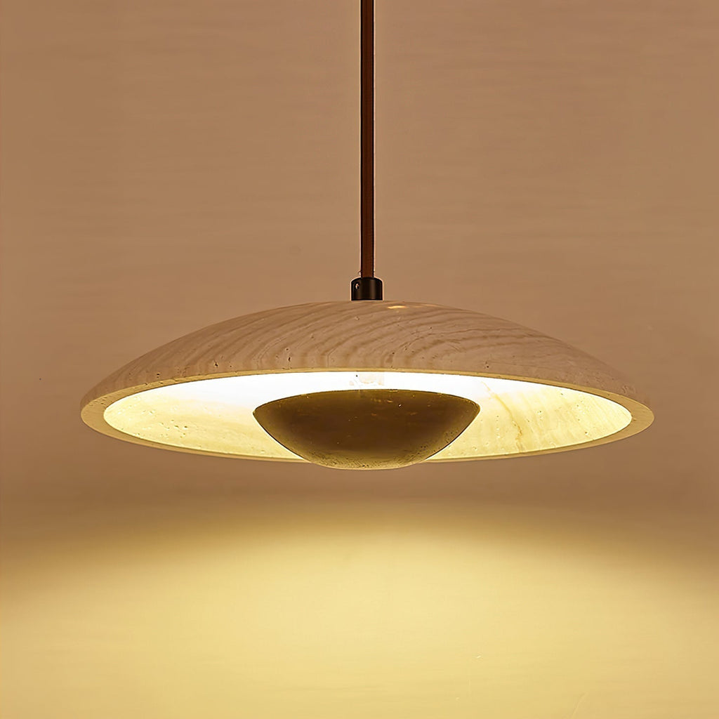 Zodore Wide-Brim Travertine Pendant Light