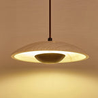 Zodore Wide-Brim Travertine Pendant Light