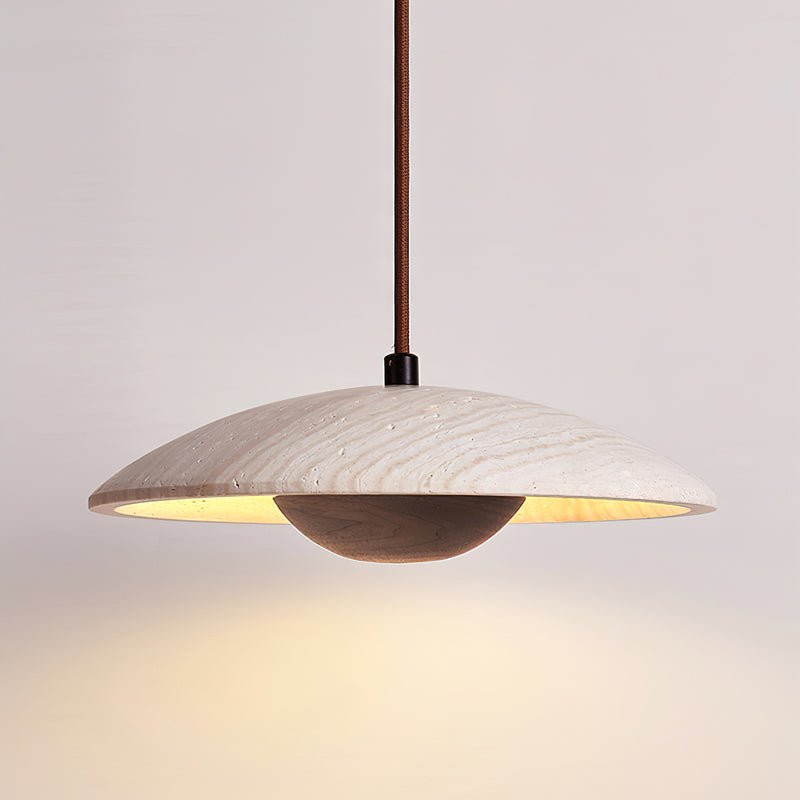 Zodore Wide-Brim Travertine Pendant Light