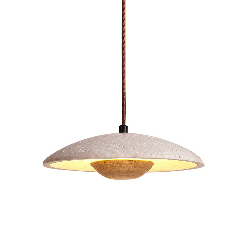Zodore Wide-Brim Travertine Pendant Light