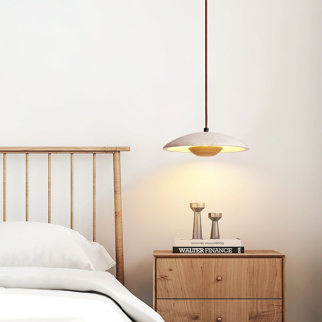 Zodore Wide-Brim Travertine Pendant Light