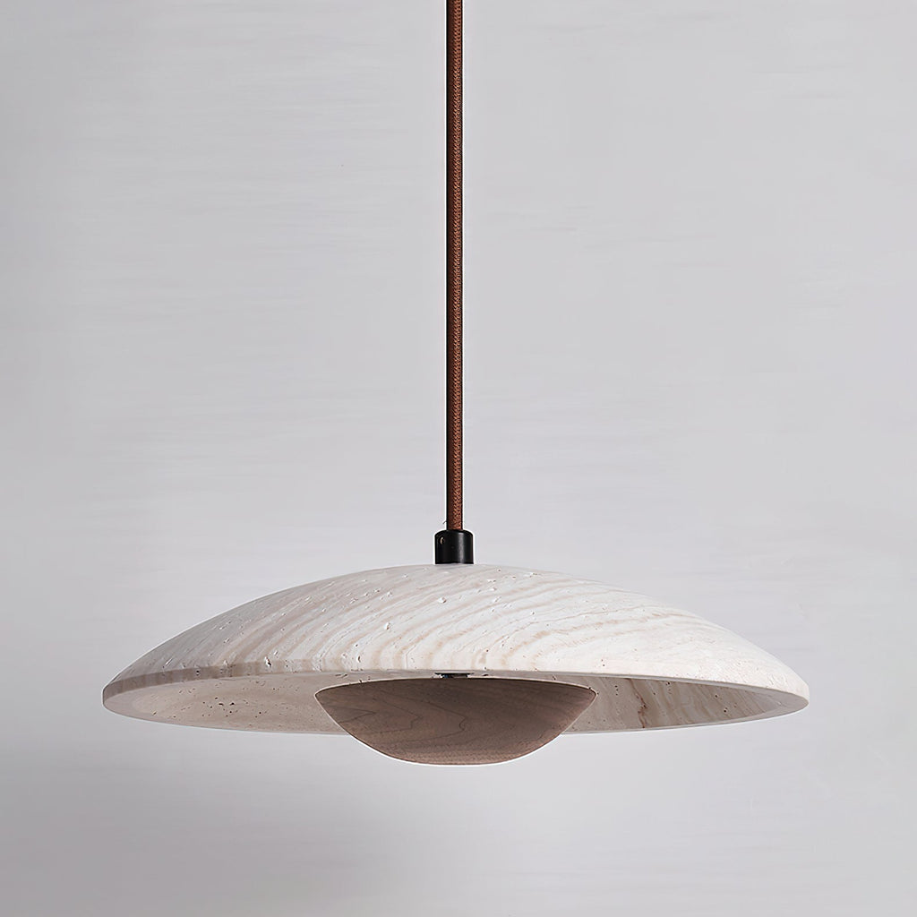 Zodore Wide-Brim Travertine Pendant Light