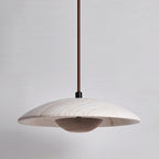Zodore Wide-Brim Travertine Pendant Light