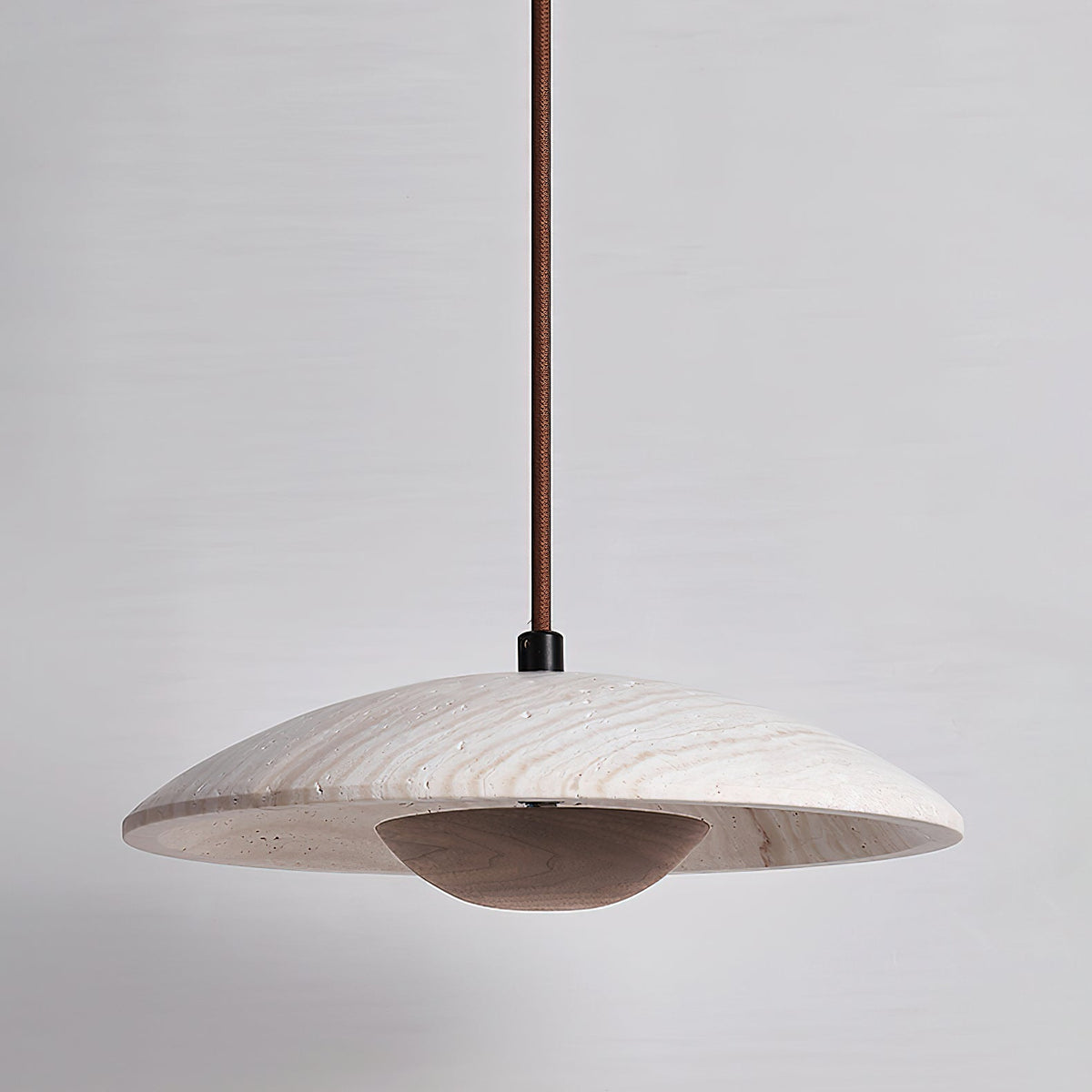 Zodore Wide-Brim Travertine Pendant Light