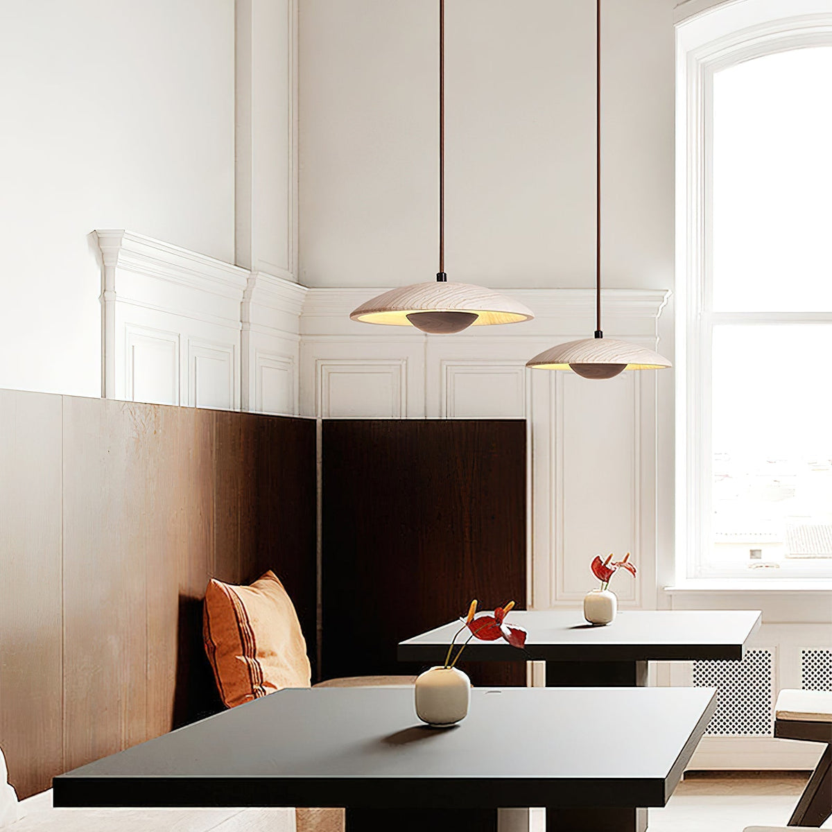 Zodore Wide-Brim Travertine Pendant Light
