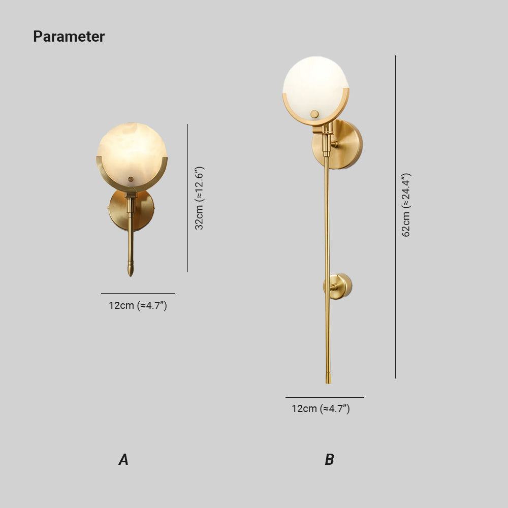 Bravi Brass Wall Sconce with Alabaster Shade