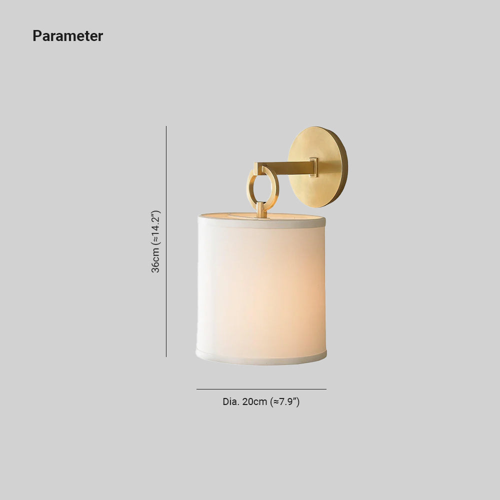 Iris Farmhouse Wall Lamp with Cylindrical Fabric Shade