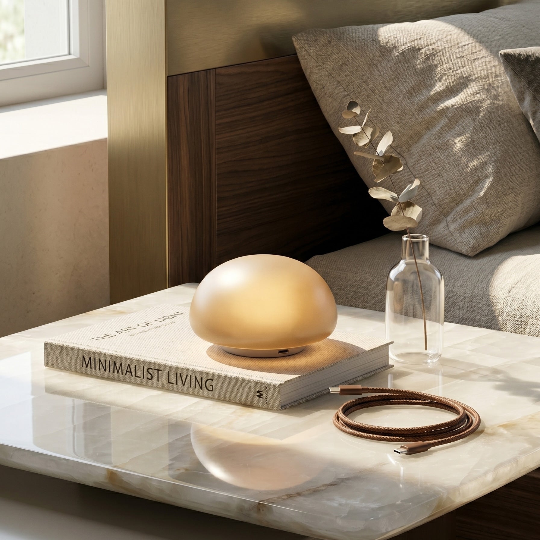 Alabaster Portable Cordless Table Lamp Built-in Battery Rechargeable Warm LED Bedside Outdoor — 3 Colors