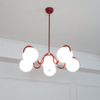Pheva Curve Linear Chandelier Red&Silver