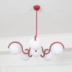 Pheva Curve Linear Chandelier Red&Silver