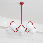Pheva Curve Linear Chandelier Red&Silver