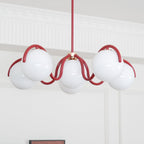 Pheva Curve Linear Chandelier Red&Silver