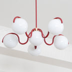Pheva Curve Linear Chandelier Red&Silver