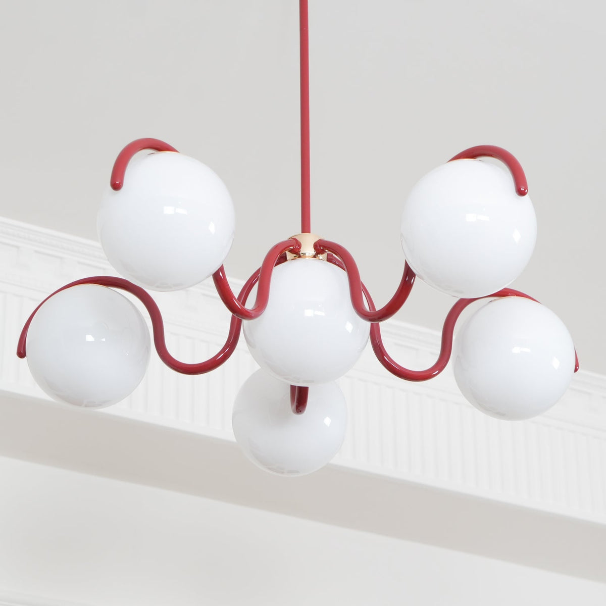 Pheva Curve Linear Chandelier Red&Silver