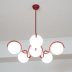 Pheva Curve Linear Chandelier Red&Silver