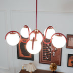 Pheva Curve Linear Chandelier Red&Silver