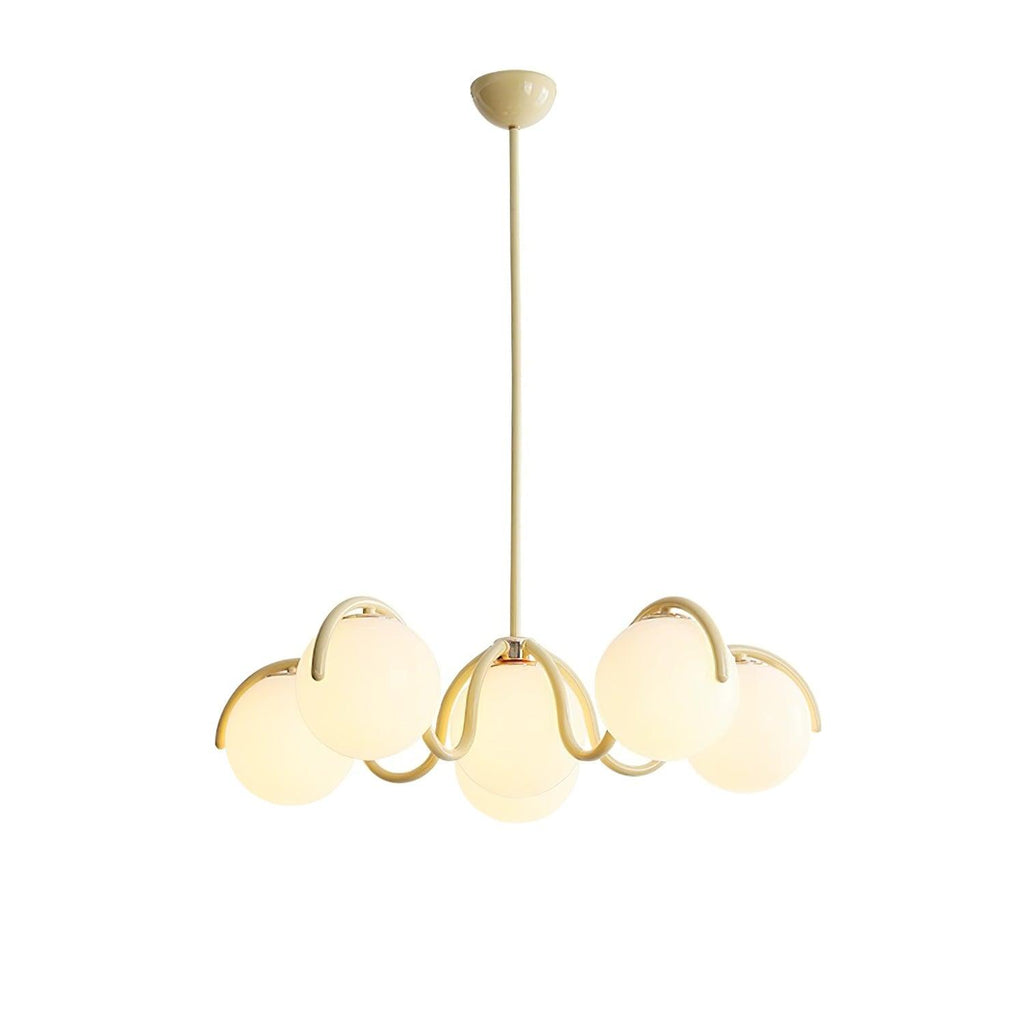 Pheva Curve Linear Chandelier Red&Silver