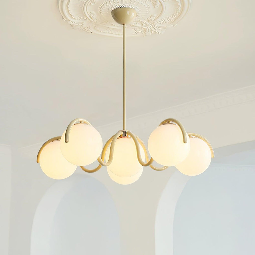 Pheva Curve Linear Chandelier Red&Silver