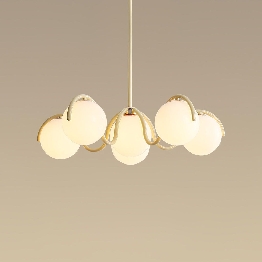 Pheva Curve Linear Chandelier Red&Silver
