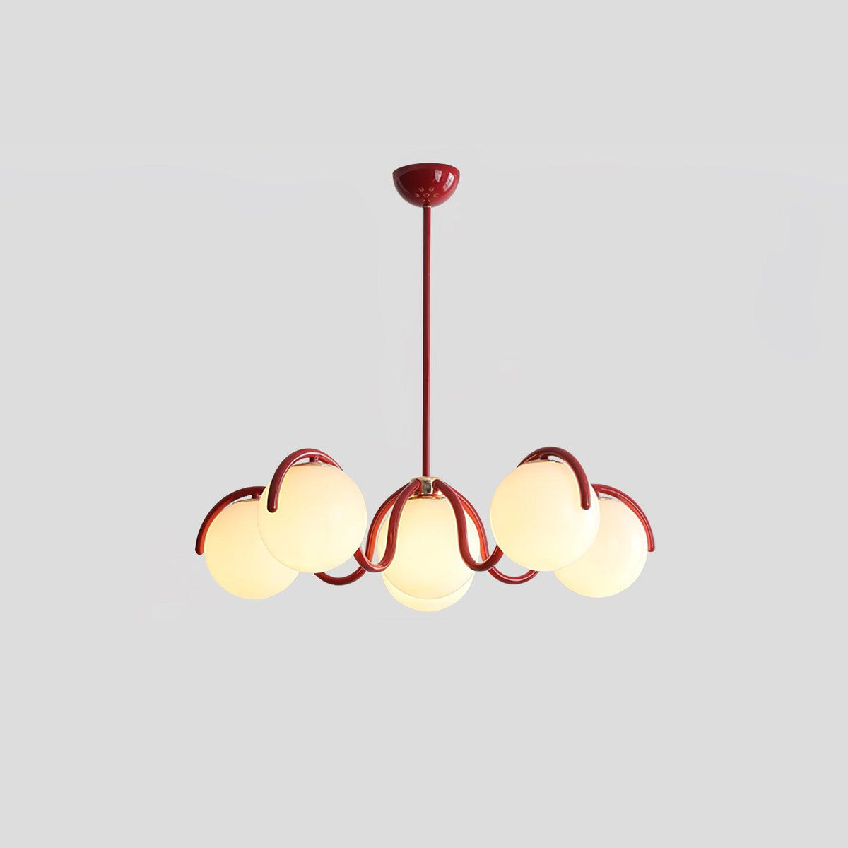 Pheva Curve Linear Chandelier Red&Silver