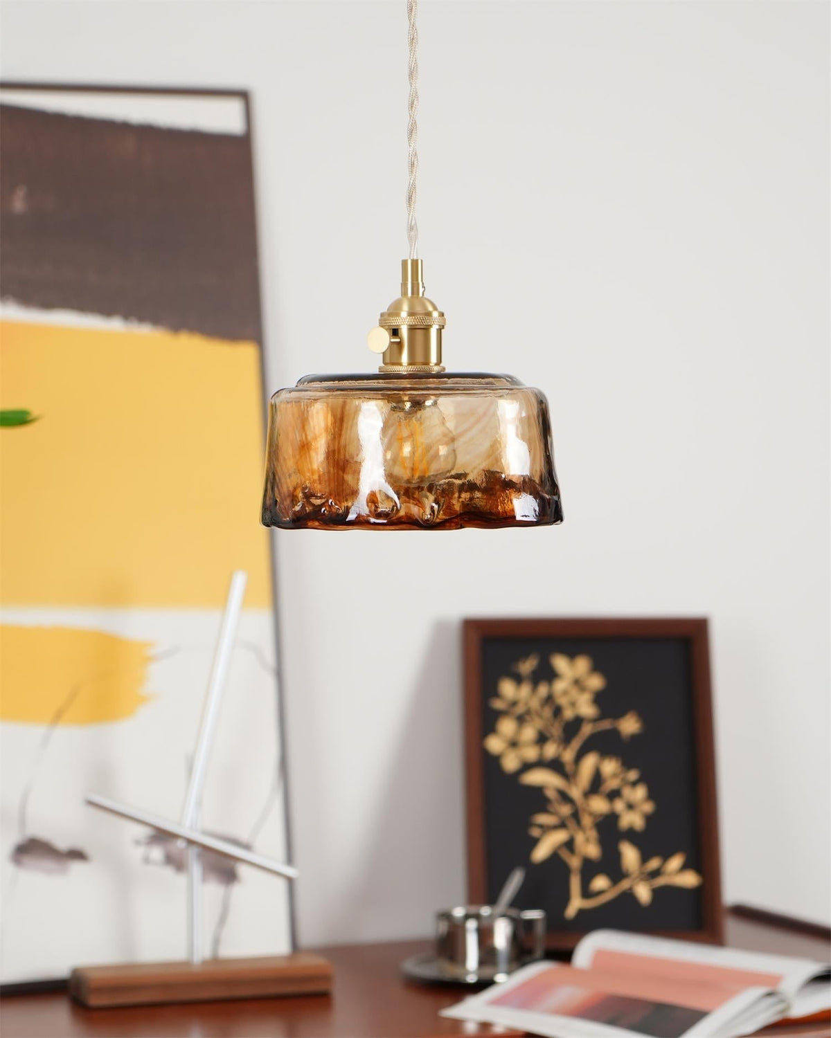 Amberlyn Vintage Amber Glass Pendant Light