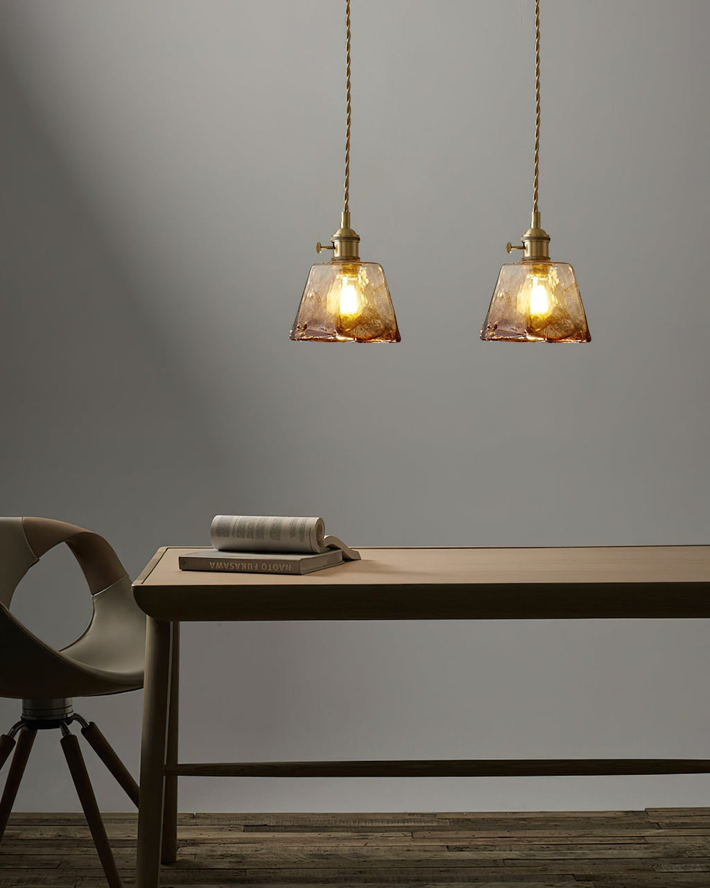 Amberlyn Vintage Amber Glass Pendant Light