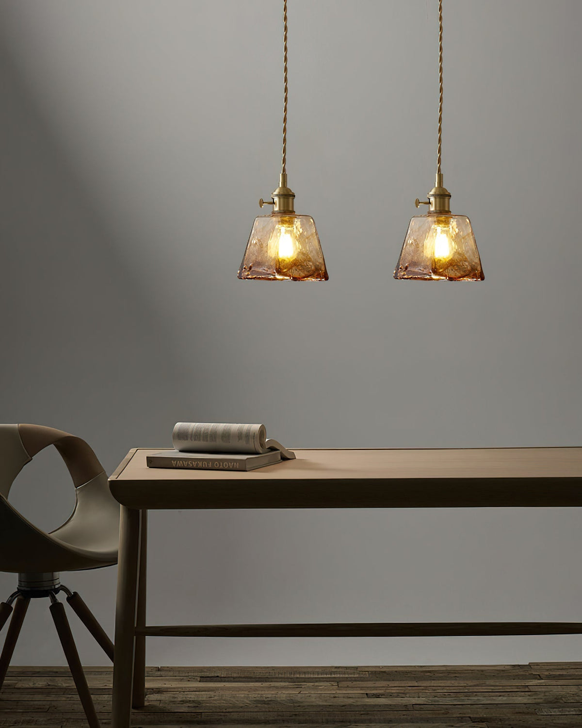 Amberlyn Vintage Amber Glass Pendant Light
