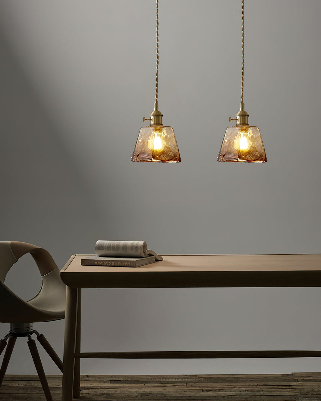 Amberlyn Vintage Amber Glass Pendant Light