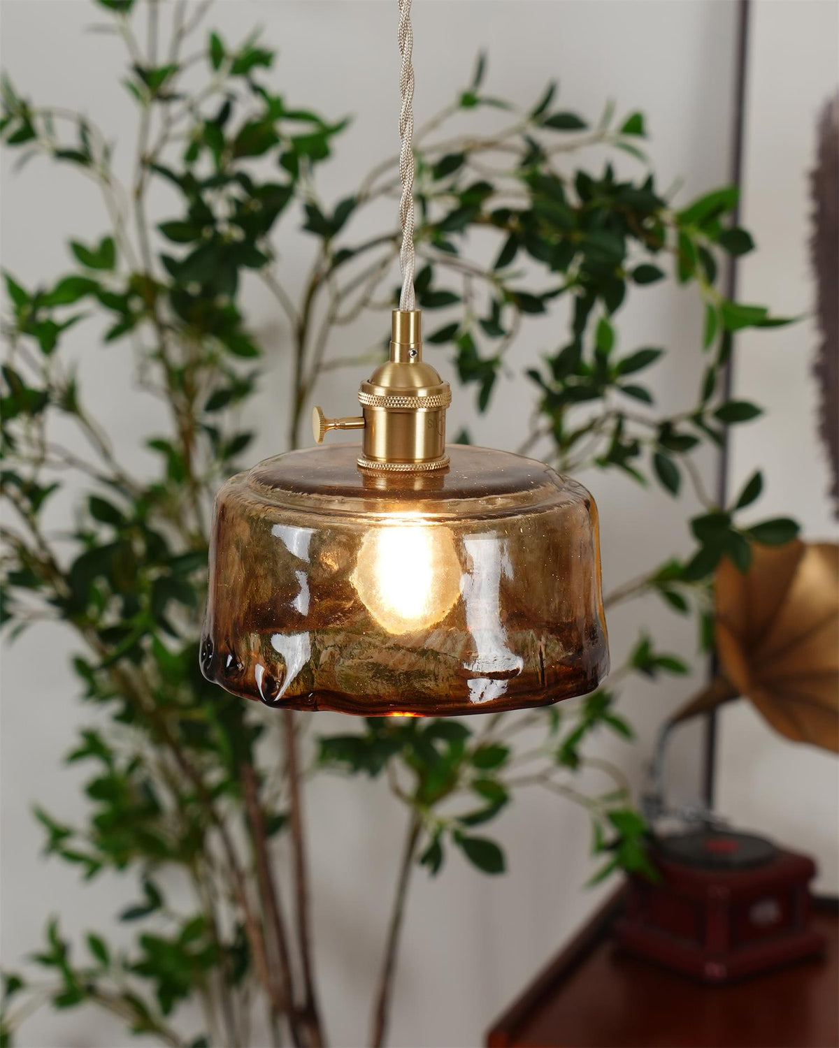 Amberlyn Vintage Amber Glass Pendant Light