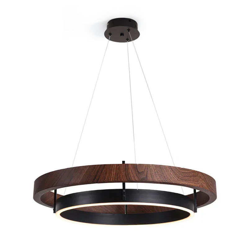 Acorn Ring Wood Chandelier