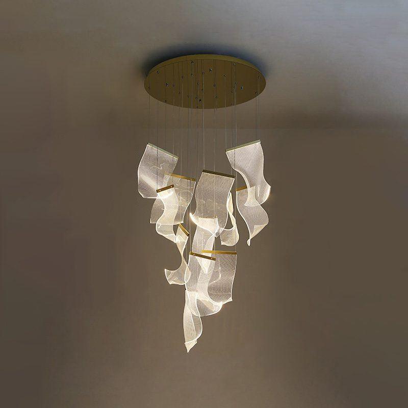 Acrylic LED Chandelier Dimmable Height Adjustable Dining Room Living Room — Gold Silver 3 to 12 Heads