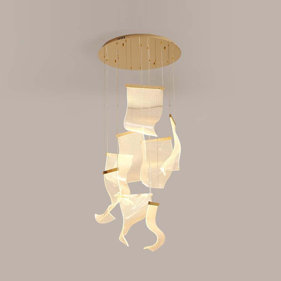 Acrylic LED Chandelier Dimmable Height Adjustable Dining Room Living Room — Gold Silver 3 to 12 Heads