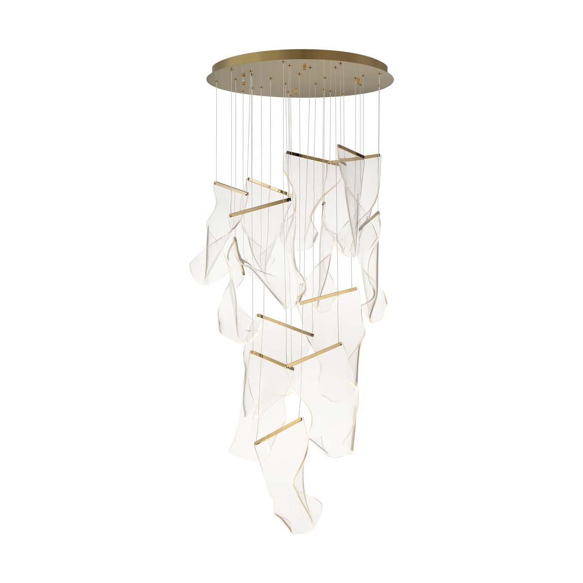 Acrylic LED Chandelier Dimmable Height Adjustable Dining Room Living Room — Gold Silver 3 to 12 Heads