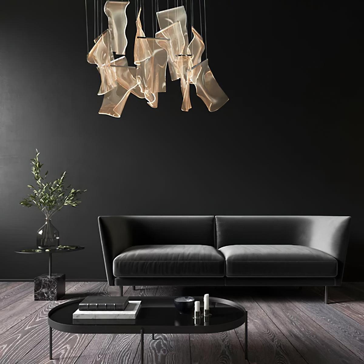 Acrylic LED Chandelier Dimmable Height Adjustable Dining Room Living Room — Gold Silver 3 to 12 Heads