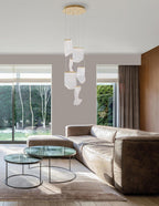 Acrylic LED Chandelier Dimmable Height Adjustable Dining Room Living Room — Gold Silver 3 to 12 Heads